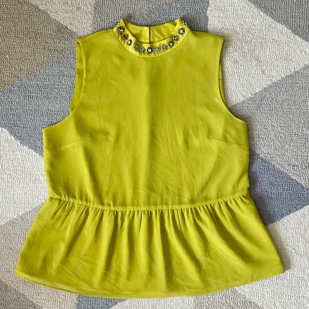 J.Crew Jewel-embroidered sleeveless peplum top size large